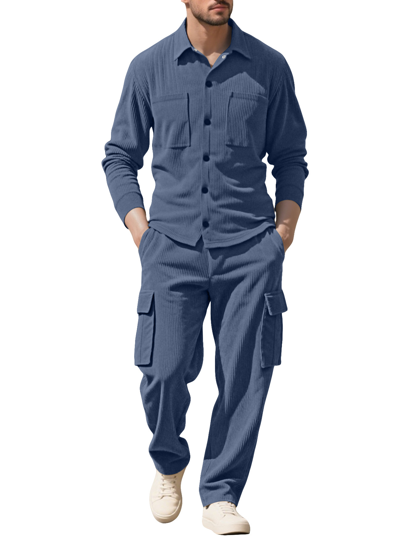 Outdoor Sports Outfit - Conjunto de Moletom Masculino em Corduroy,