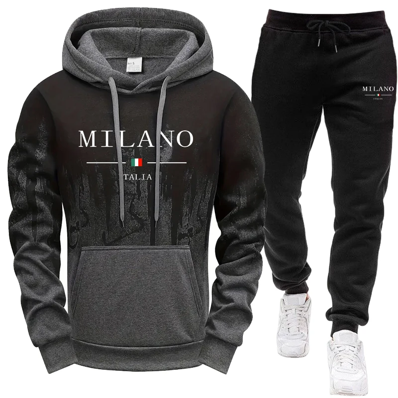 Outdoor Sports Outfit - Conjunto Masculino/ Moletom com Capuz/ Calças